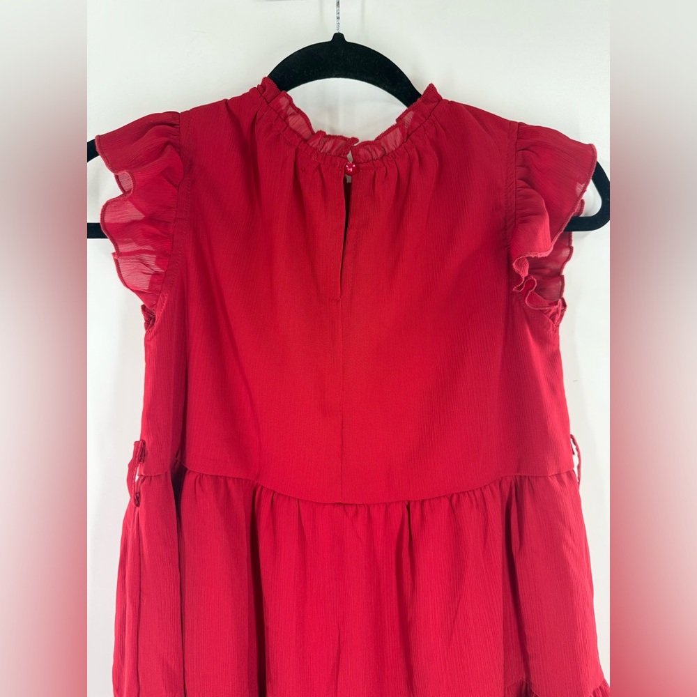 EUC Arshiner Red Ruffle Neck Dress - Picture 7 of 8